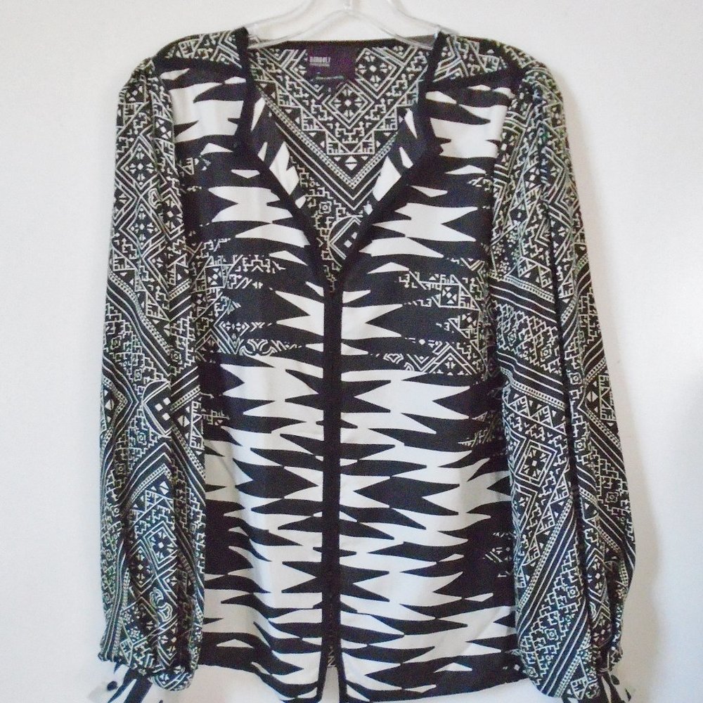 BIBHU Mohapatra New York City made silk black white luxury blouse 4 USA small